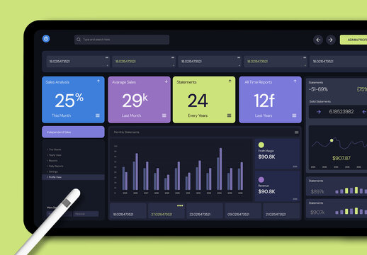 Admin Dashboard Dark UI Template Design