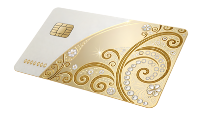 Elegant credit card with gold floral embellishment