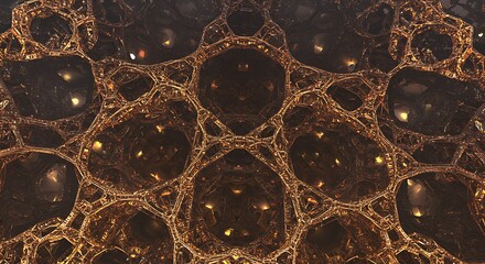 A Detailed Fractal Art Piece with Gold and Bronze Tones