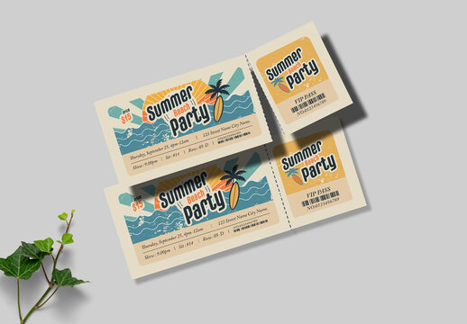 Beach Party Event Ticket For Summer Season