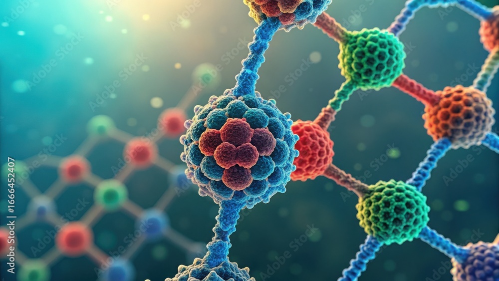Poster molecular patterns formed by quantum dots in abstract design