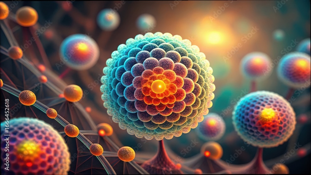 Poster abstract scientific background with layered quantum elements