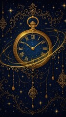 Naklejka premium Elegant celestial clock illustration