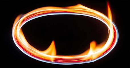 Oval flame ring on black background