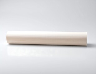 Rolled-up White Plastic Sheet on Plain Background.