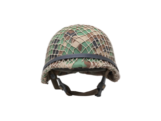 Vintage U.S. Army helmet featuring netting detail
