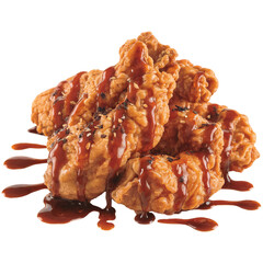 Malaysian Nasi Lemak with Crispy Fried Chicken authentic food isolate on transparent png background
