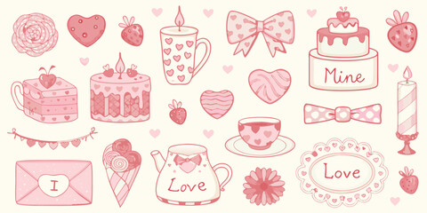 Cute Pink Valentine s Day Design Elements
