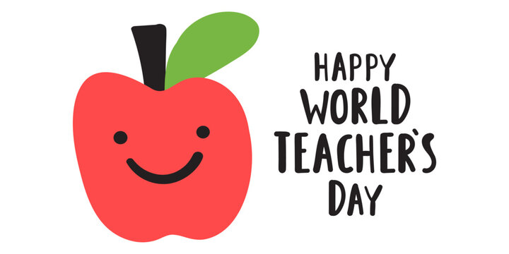 Holiday Happy world teacher's day. Flat hand drawn illustration on white background. - Powered by Adobe