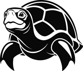 Tortoise head silhouette  vector black , white background 