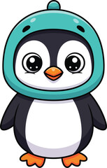Obraz premium Adorable Cartoon Penguin Winter Vector illustration