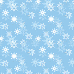 Seamless Snowflake Pattern on Blue Winter Background