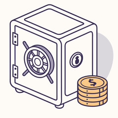 Cold Storage Icon Safe Box With Bitcoin Coin