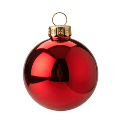 Obraz premium Close up of a shiny red christmas ball ornament isolated on transparent background, perfect for adding festive cheer to your holiday designs