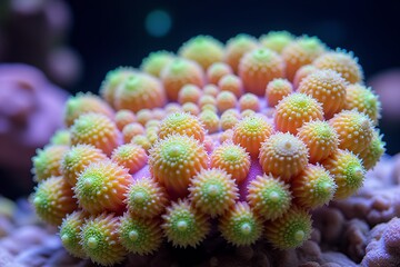 Obraz premium Close-up of vibrant coral polyps in an aquarium