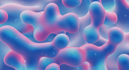 Abstract Bioluminescent Fluid Blobs with Soft Glowing Edges in Gentle Motion
