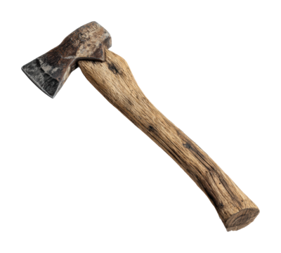 Chopping wood with an axe forest tool nature isolated on transparent background