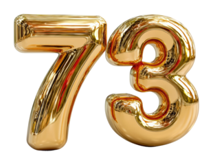 Celebrating 73rd anniversary with golden decorations festive setup isolated on transparent background