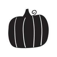 Silhouette of pumpkin. Hand drawn vector illustration on white background.