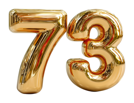 Celebrating 73rd anniversary with golden decorations festive setup isolated on transparent background