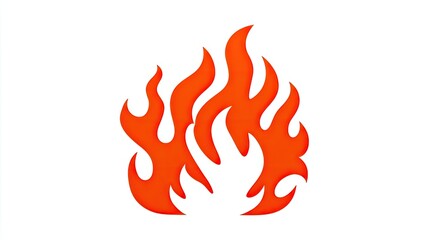 Simple, stylized orange fire flames against white background