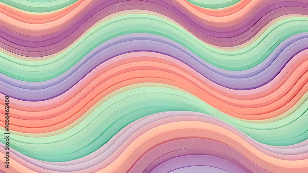Poster colorful wave pattern animation with soft pastel colors in seamless loop perfect for backgrounds