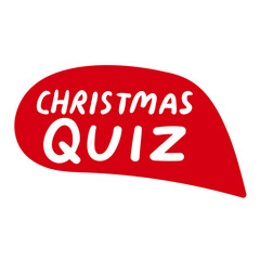 Christmas quiz. Red speech bubble. Simple graphic design. Flat vector illustration.