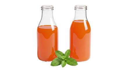Isolated two carrot juice bottles