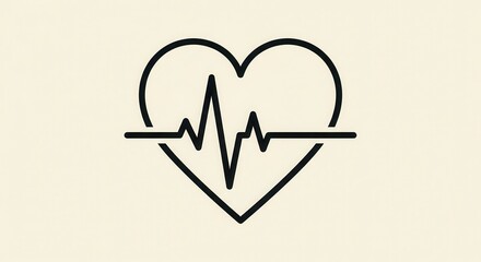 Heart with pulse line illustration on beige background