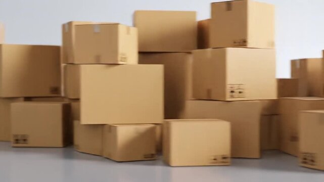 Cardboard boxes stacked and arranged