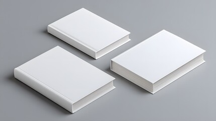 Minimalist white book cover on gray background for design mockup and presentation