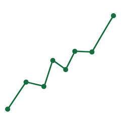 Green line graph showing upward trend isolated on transparent background, representing business growth and financial market analysis