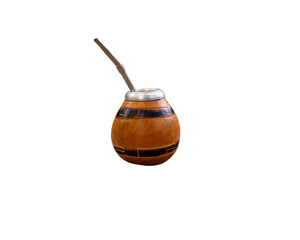 Calabash with bombilla on isolated background