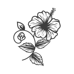 Hibiscus Silhouette Vector - Clean Monochrome Floral Art
