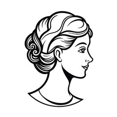 Beautiful woman face side view silhouette vector icon on white background