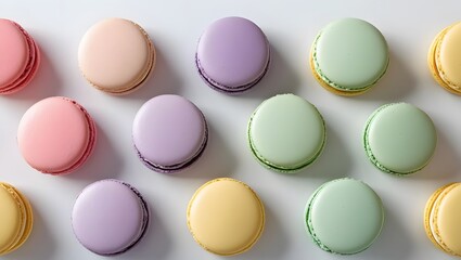 Obraz premium colorful French macarons, soft pastel colors, minimal style