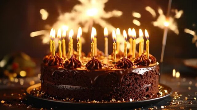 Chocolate Birthday Cake with Candles