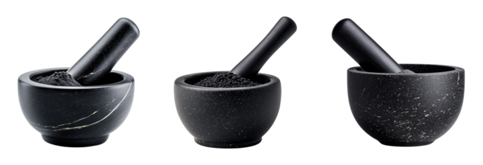 Elegant black mortar and pestle set for culinary use