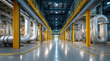 Obraz premium Industrial Plant Interior: Pipes, Factory, Infrastructure