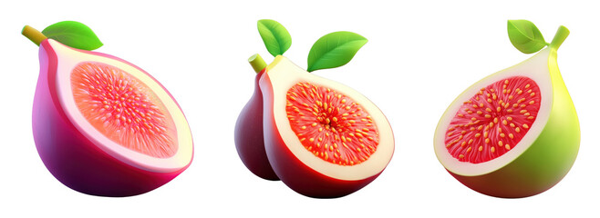 Colorful sliced figs with vibrant textures