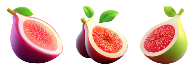 Colorful sliced figs with vibrant textures