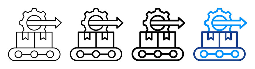 Production Process Icon Different Style Outline Collection Set