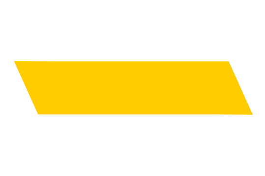 Yellow parallelogram geometric abstract shape minimal design element for labels, banners, posters, highlights, and modern graphic decoration on transparent background