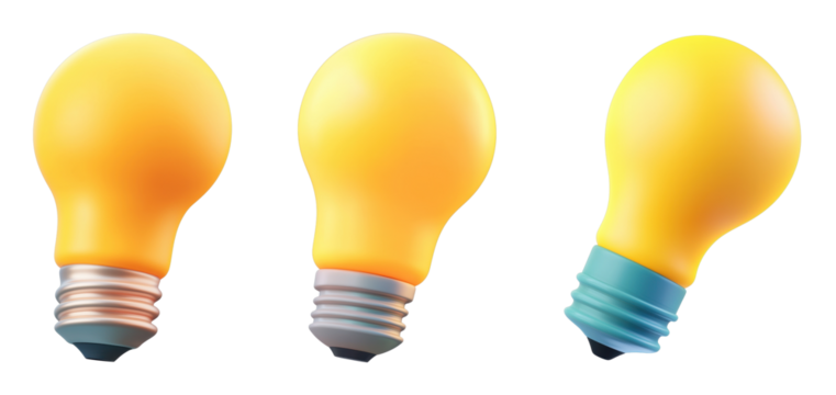 Colorful light bulb designs with varied bases