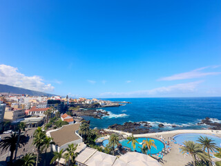 Fototapeta premium Puerto dela Cruz embankment at summer, Tenerife, Spain
