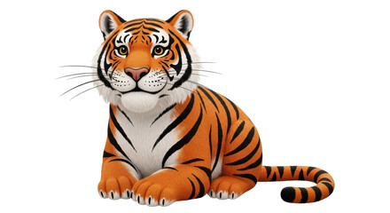 Isolated Cartoon Tiger Sitting