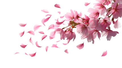 Ethereal Pink Cherry Blossom Petals Floating in the Air