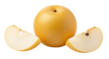 Isolated Asian Pear and Slices