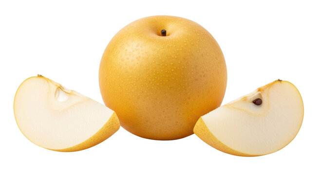 Isolated Asian Pear and Slices