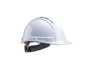A white construction helmet designed for safety in construction environments

